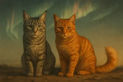 Two Distinct Tabbies—a Silver One with Keen Green Eyes