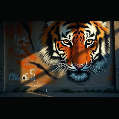 Eye of the Tiger on Gritty Graffiti Walls