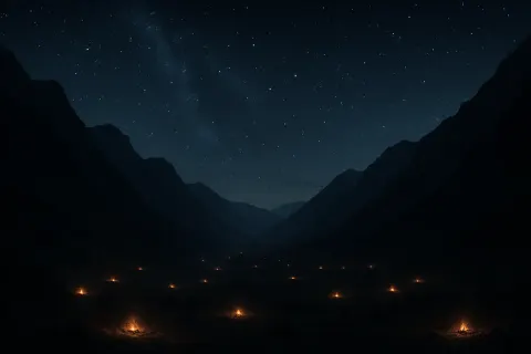 Many Distant Campfires Dot a Vast