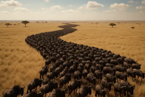 Vast Herd of Wildebeest
