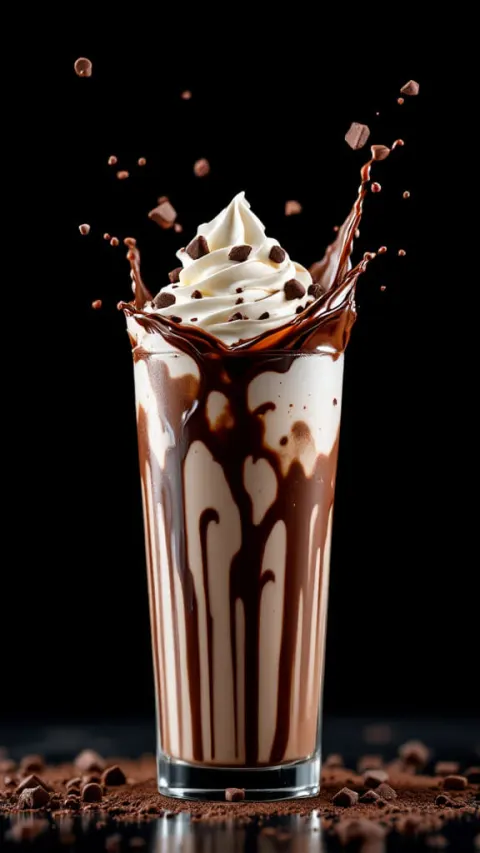 Dramatic Chocolate Milkshake Splash in Studio Shot