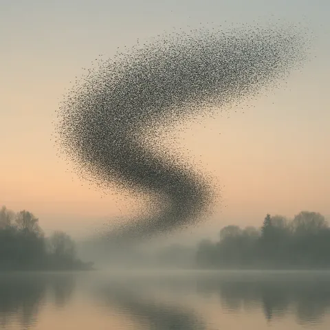 Vast Flock of Countless Tiny Birds Forms