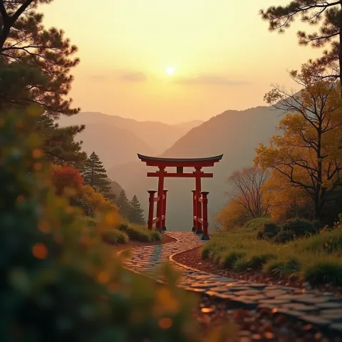 Japanese Torii Gate in Golden CineStill Light