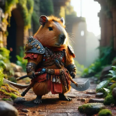 Capybara Barbarian in Handcrafted Stop Motion Dystopia