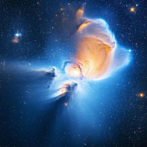 Blue and Orange Nebula in Cinematic Starlight