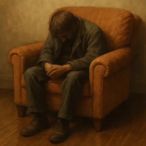 Weary Person Sank into the Comforting Armchair