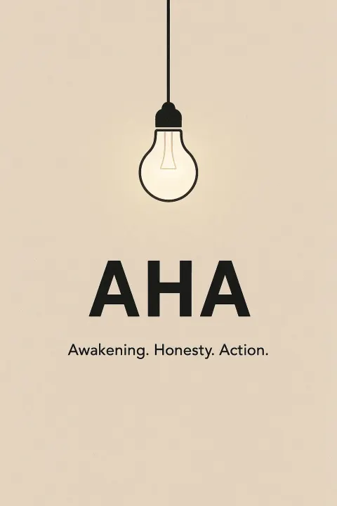 Minimalist Book Cover Featuring the Word "AHA"