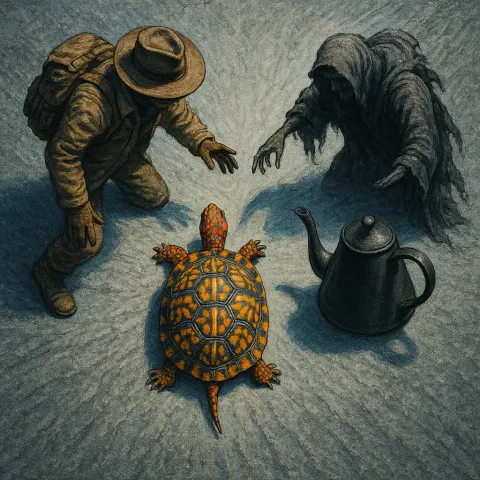 Surreal Explorer and a Ragged Figure