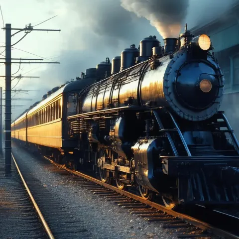 Golden Hour Train in Rich Cinematic Detail