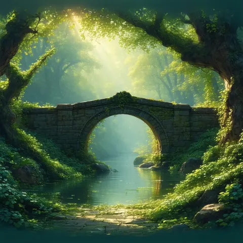 Enchanted Stone Bridge Book Cover With Ivy Borders