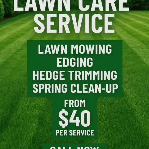 Lawn Care Service Advertisement Featuring a Neatly Mowed Lawn