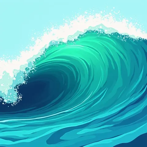 Abstract Geometric Wave in Blue and Emerald Vector