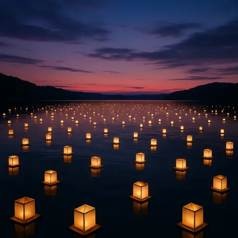 Vast Flotilla of Tiny Paper Lanterns Drifts Serenely