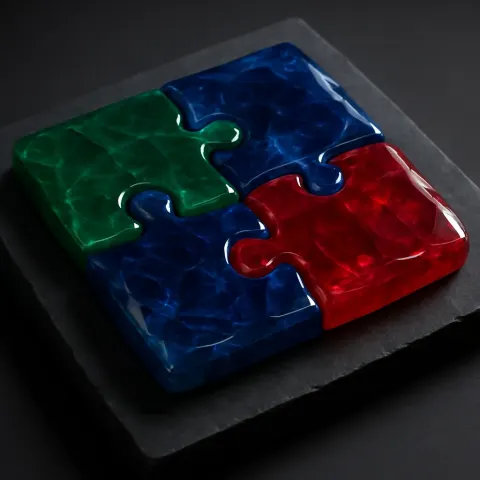 Dynamic Sectional Puzzle Crafted Solely from Finely Sculpted Gemstones