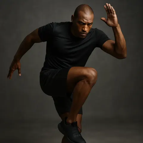 Figure Adopts a Dynamic Athletic Stance