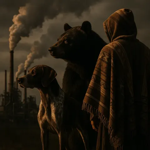 Against a Backdrop of Gritty Factories with Billowing Smokestacks