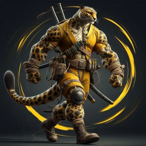 Confident Anthropomorphic Rat Warrior with Twin Swords