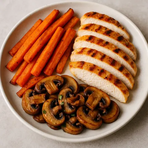 Plate of Grilled Chicken Slices