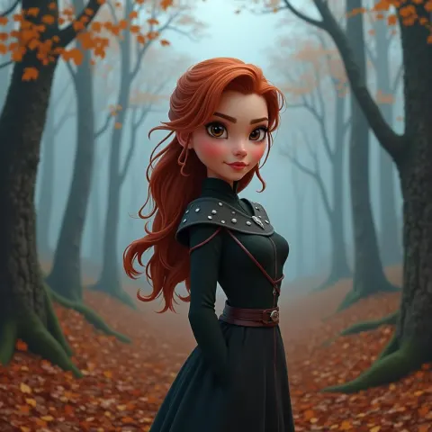 Sansa Stark in an Autumn Fog Forest
