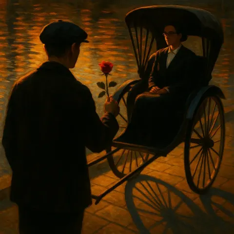 Holmes-style Caregiver Offers a Single Rose to a Professional