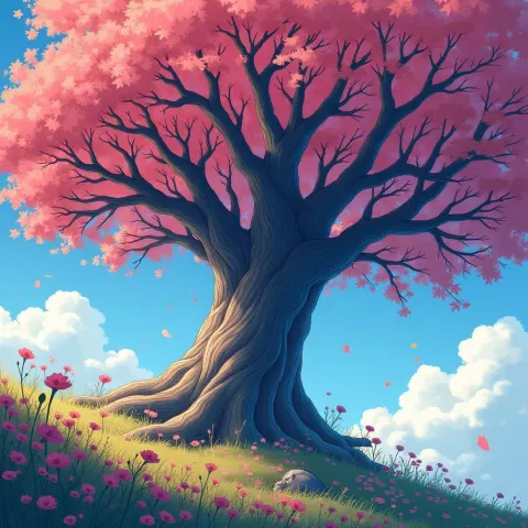 Ghibli Inspired Anime Tree in Ethereal Glow