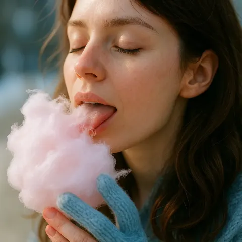 Delicate Cotton Candy Melted Softly Upon the Warm Tongue