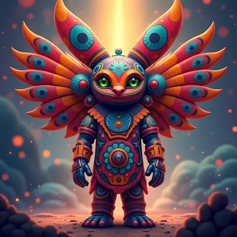 Vibrant Anime Hopi Kachina in Ethereal Bokeh