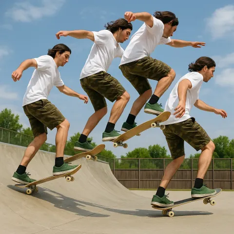 Skateboarder Wearing a White Shirt