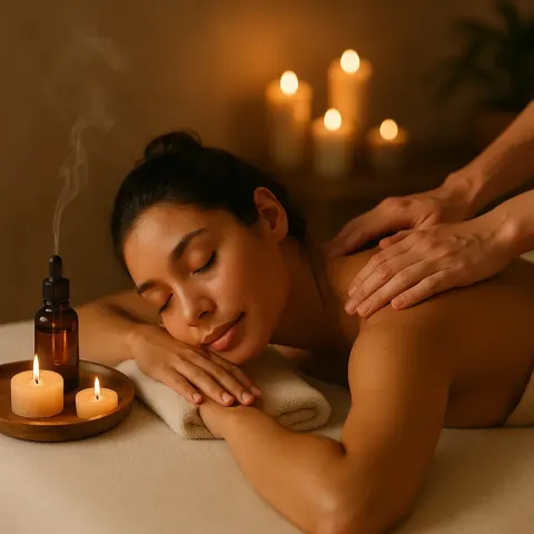 Peaceful Person Relaxes with an Aromatherapy Massage