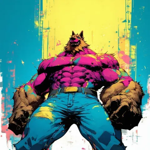 Manga German Shepherd Beast Man Pulling On Jeans