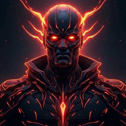 Symmetrical Vector Portrait of Glowing Galactus