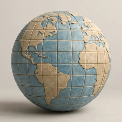 Globe Made Using Ceramic Tiles Found in Kitchens