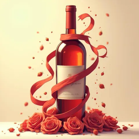 Anime Wine Bottle Wrapped in Red Ribbon