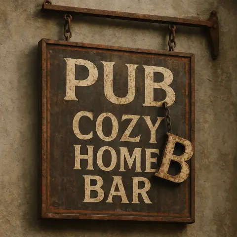 Rustic Sign for a Welcoming Home Bar