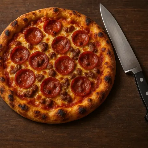 Freshly Baked Pizza with a Crispy Crust Topped with Cheese