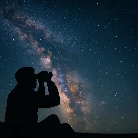 Someone Is Using Binoculars to Gaze at the Stars