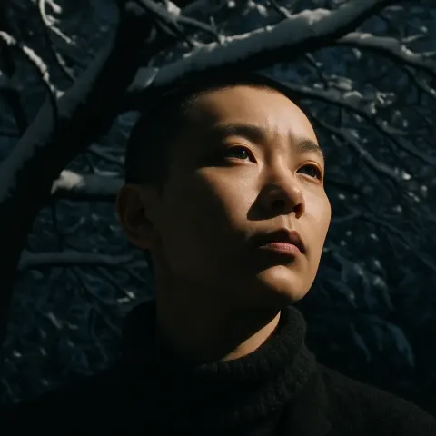Pensive East Asian Author with Fair Light Ivory Skin