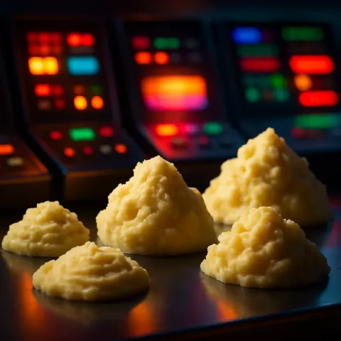 Varied Mounds of Textured Mashed Potato