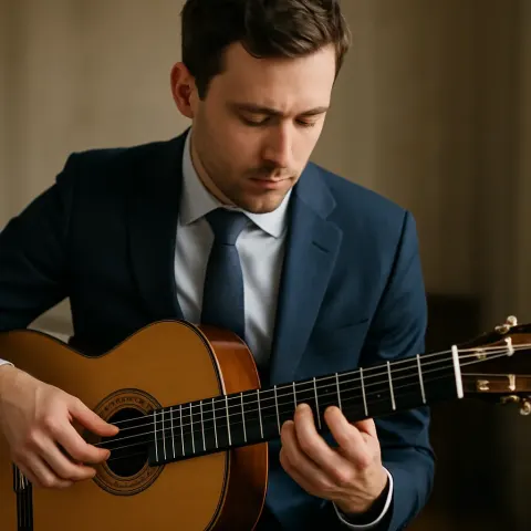 Man Dressed in a Custom Navy Suit Paired