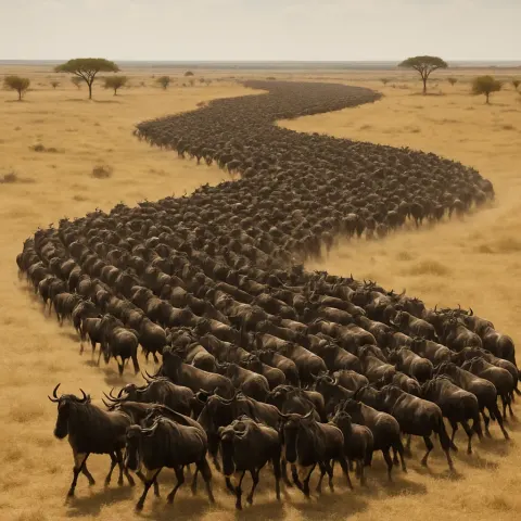 Massive Herd of Wildebeest