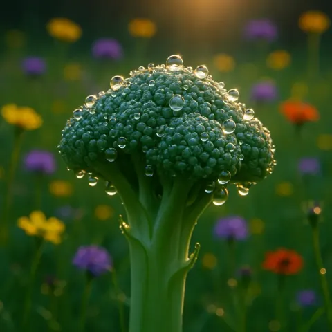 Dewy Macro Broccoli with Clean