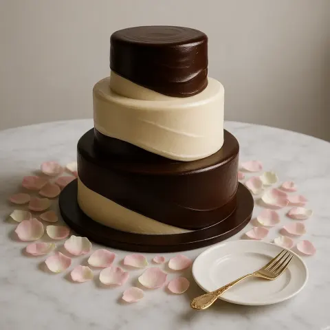 Sophisticated Three-tiered Cake Takes Center Stage