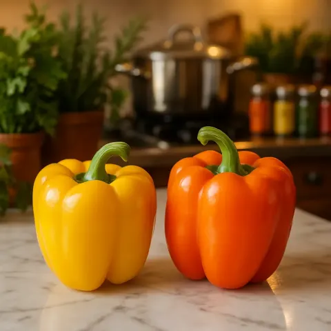 Vibrant Yellow Bell Pepper Rests Next
