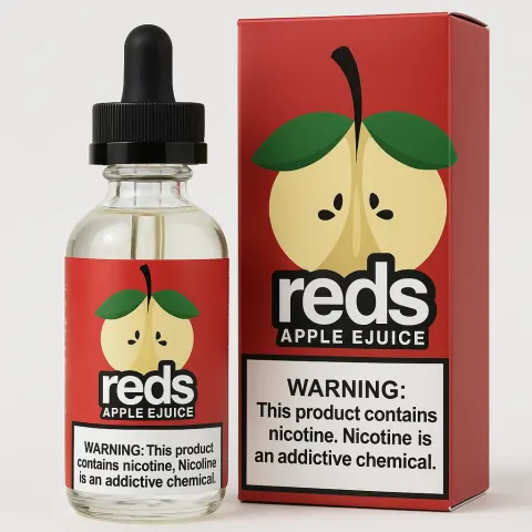 Bottle of Reds Apple Ejuice with a Dropper Cap