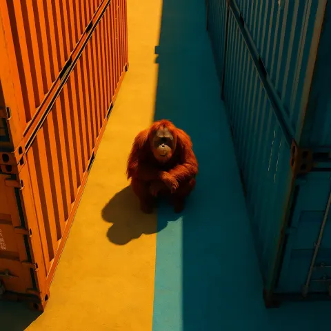 Lone Orangutan on Vibrant