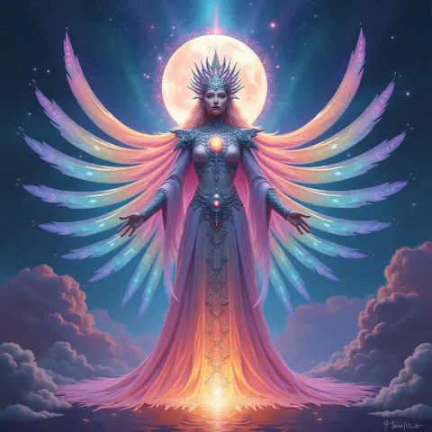 The Empress in Kaleidoscopic Pastel Rainbow Light
