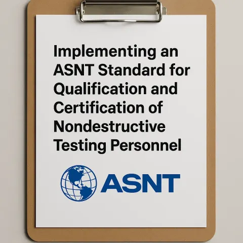 Clipboard Displaying the Text "Implementing an ASNT Standard for Qualification