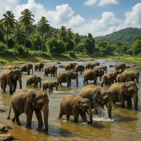 Large Group of Elephants