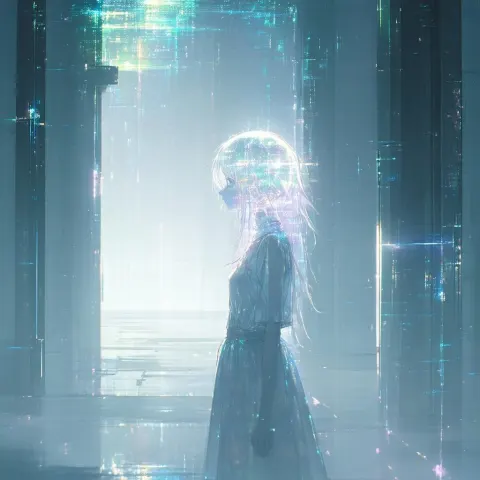 Translucent Headed Girl in Nineties Gothic Anime