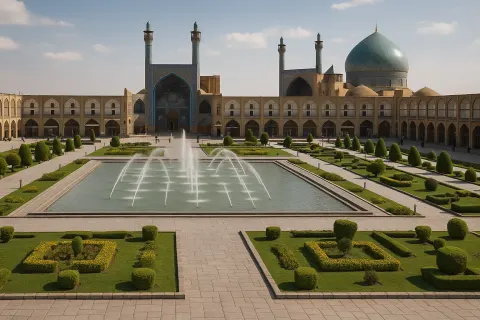 Large Historic Square with a Central Fountain